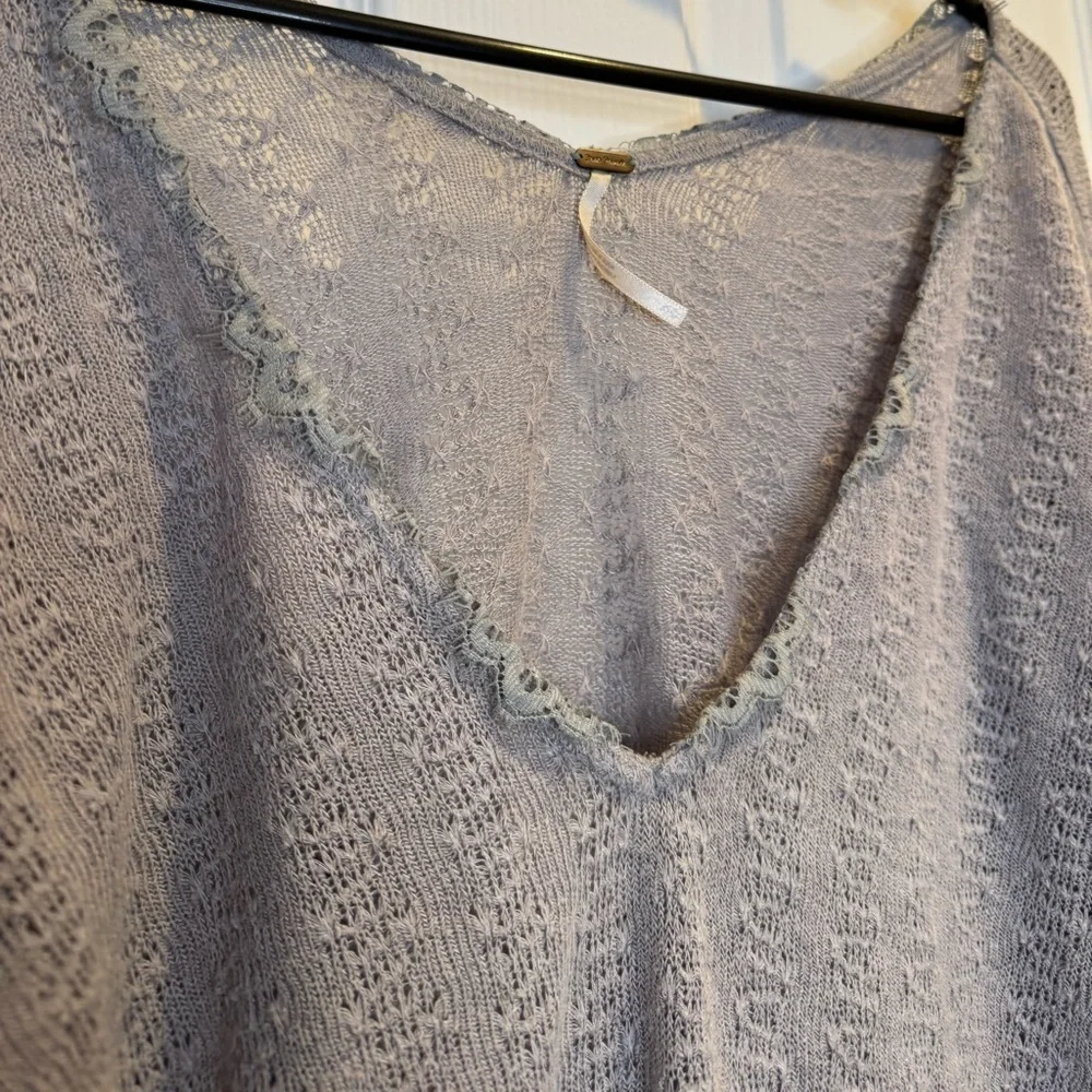 Free People Grey Dream Girl Long Sleeve Knit Top Size XS